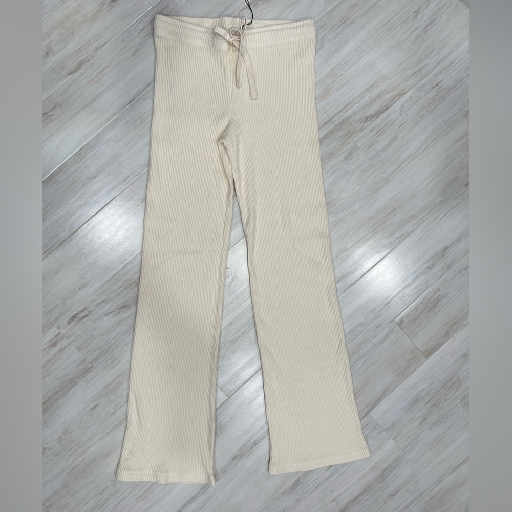 NWT Monrow Cream Ribbed Sweatpants